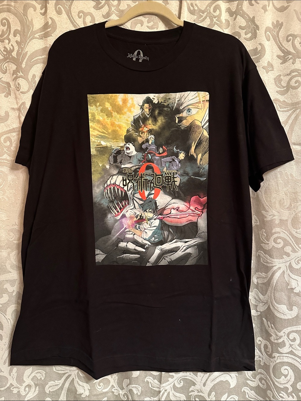 Black Anime Graphic Short-Sleeve Tee - Jujutsu Kaisen Design
